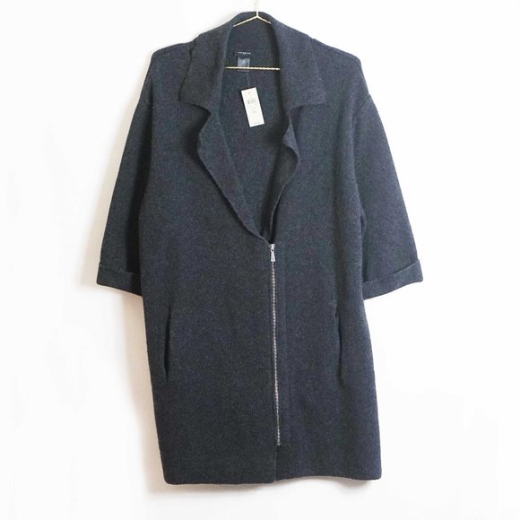 Ann Taylor Sweaters - Ann Taylor Zip Front Charcoal Cardigan M